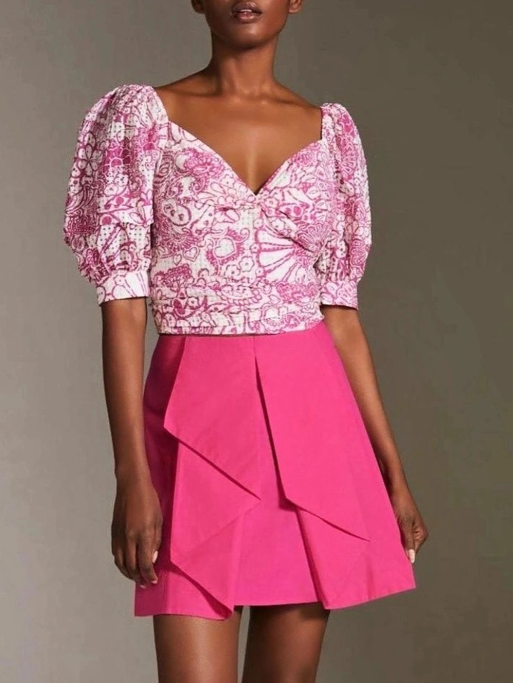 Anthropologie Pink Ruffle Mini Skirt